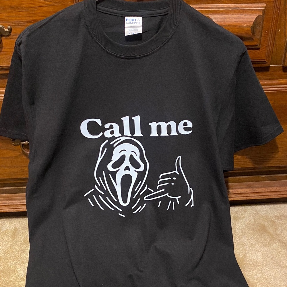 NEW!! DBL-SDED- Ghostface- CALL ME- 911 tee